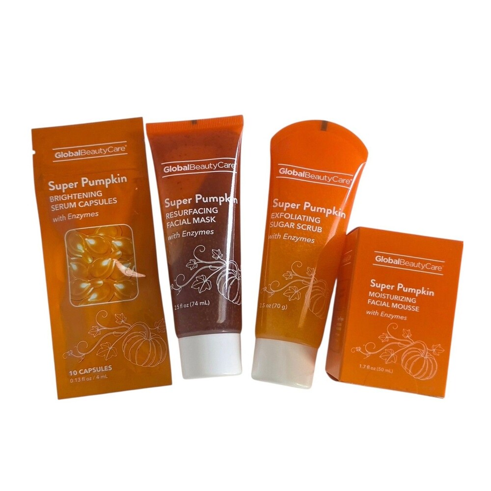 Global Beauty Care Super Pumpkin Mask,Scrub,Moisturizer & Serum, Set Of 4